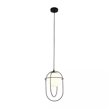 Подвесной светильник Axis, черный стеклянный плафон, белый опал E27 Searchlight