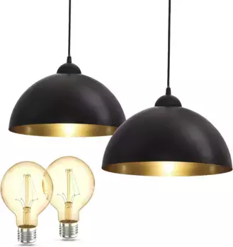 Подвесной светильник B.K.Licht, 2 лампочки, лампа E27 | Лампы можно менять 30,00 см, Рост: 160,00 см., цвет schwarz-gold