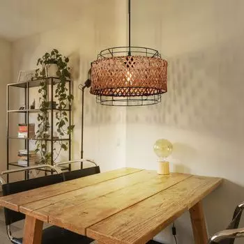 Подвесной светильник, бамбуковое плетение, сетка, В 120 см. Globo Lighting, черный