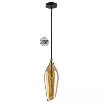 Подвесной светильник BELLINI E27 1x макс. 40 Вт, металл черный, стекло янтарное В: 100 см 14 см, диммируемый Rabalux