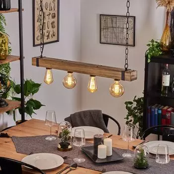 Подвесной светильник »Bollengo» из металла/дерева черного/натурального цвета. hofstein