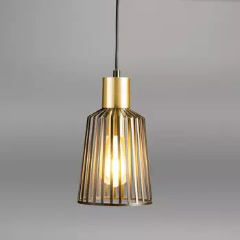 Подвесной светильник Cage 3 16см черный с цоколем из латуни в стиле ретро LICHT-TREND