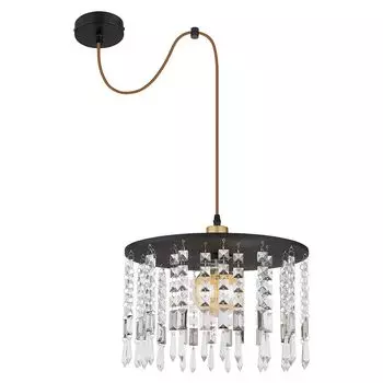 Подвесной светильник, черная латунь, хрустальные подвески, высота 120 см. Globo Lighting
