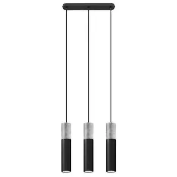 Подвесной светильник, черная сталь, серый бетон, В 100 см etc-shop, черный