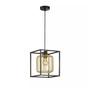 Подвесной светильник, черный, абажур из золотого металла, В 160 см etc-shop