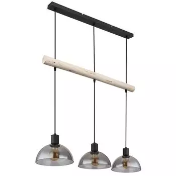 Подвесной светильник, черный, дымчатое стекло, 3 лампочки, L 80 см. Globo Lighting, коричневый