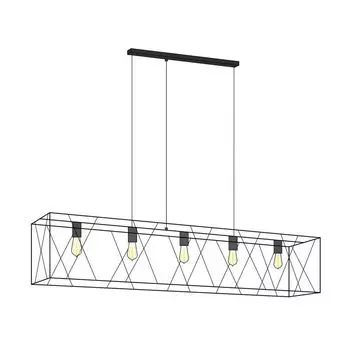 Подвесной светильник черный FRAME металлический современный подвесной светильник с 5 лампочками для гостиной, столовой, обеденного стола Licht-Erlebnisse