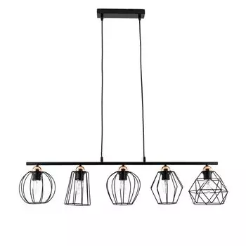 Подвесной светильник, черный медный металл, 5 лампочек E27, продолговатый подвесной светильник, обеденный стол, гостиная Licht-Erlebnisse