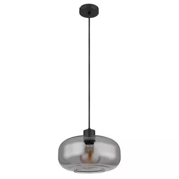 Подвесной светильник, черный металл, дымчатое стекло, H 120 см. etc-shop