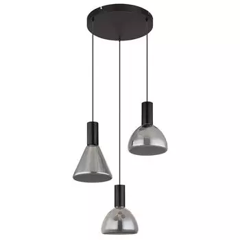Подвесной светильник, черный металл, дымчатое стекло, H 150 см. Globo Lighting, белый