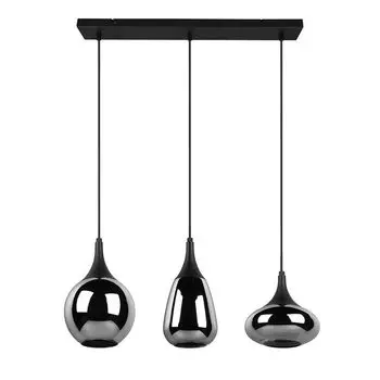 Подвесной светильник, черный металл, хромированное стекло, В 150 см. etc-shop, серебро