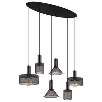 Подвесной светильник, черный металл, имитация сетки, В 130 см. Globo Lighting