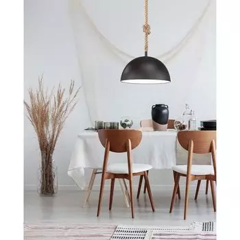 Подвесной светильник, черный, пеньковая веревка, D 40 см. etc-shop