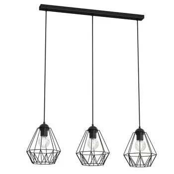 Подвесной светильник черный, с 3 лампами, проволочный абажур, регулируемый по высоте E27, металлический подвесной светильник для обеденного стола, гостиной Licht-Erlebnisse