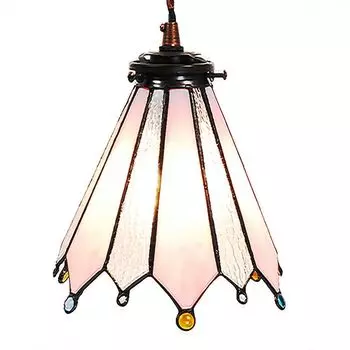 Подвесной светильник Clayre & Eef Tiffany 18x90 см, розовое стекло, металл, круглый Clayre&Eef, розовый