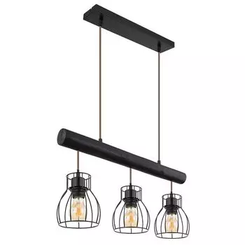 Подвесной светильник, дерево, черный, металлическая решетка, H 140см Globo Lighting