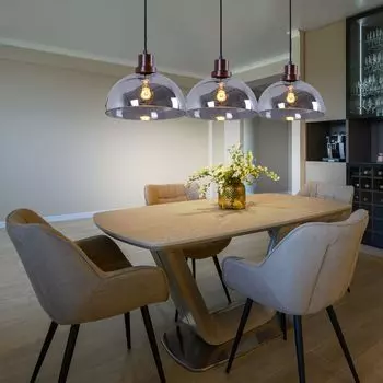 Подвесной светильник, дерево, регулируемый по высоте, дымчатый, H 120см. etc-shop, черный