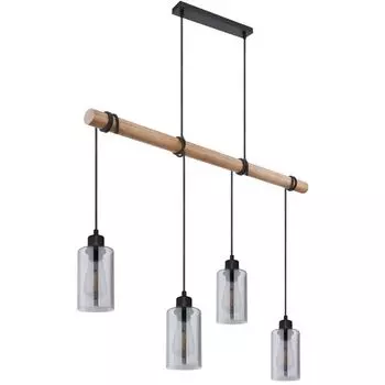 Подвесной светильник, деревянные балки, дымчатое стекло, H 130 см. Globo Lighting, коричневый