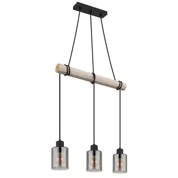 Подвесной светильник, деревянные балки, дымчатое стекло, H 140 см. Globo Lighting, коричневый