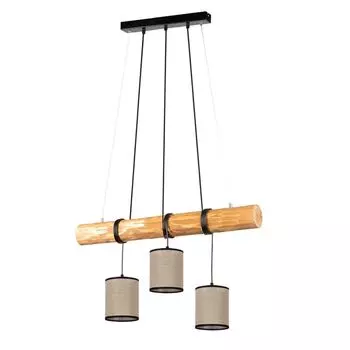 Подвесной светильник, деревянный брус, бежевый, регулируемый по высоте, 3xE27 Spot Light, коричневый