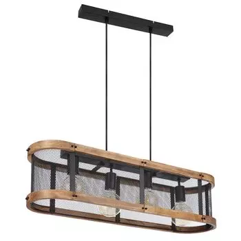 Подвесной светильник деревянный, рустик, черно-коричневое дерево, 4xE27 etc-shop, черный