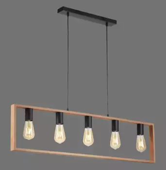 Подвесной светильник для дома "Nohen", 5 лампочек, лампа E27 | без лампочки, подвесной светильник из дерева (акация), подходит для лампочек Е27 Home affaire Высота: 120,00 см., цвет holzfarben/schwarz