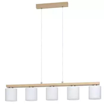 Подвесной светильник EGLO «CASTRALVO», 5 лампочек, лампа E27 | без лампочки, подвесной светильник, матовый никель, коричневый, белый, сертификат FSC, цоколь E27