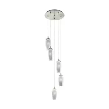 Подвесной светильник Eglo LED, черно-прозрачный, дымчатое стекло, 5 лампочек, серебро