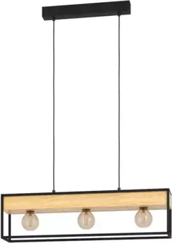 Подвесной светильник EGLO "LIBERTAD 1", лампа E27 | Лампы можно менять без лампочек, подвесной светильник черного и коричневого цвета из стали, дерева - кроме E27 - 40Вт Высота: 110,00 см., черно-коричневый