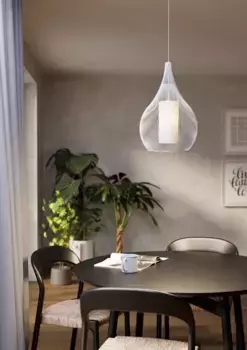 Подвесной светильник EGLO "RAZONI 1" на 1 лампочку Е27 32,50 см, Высота: 110,00 см., цвет weiss weiss