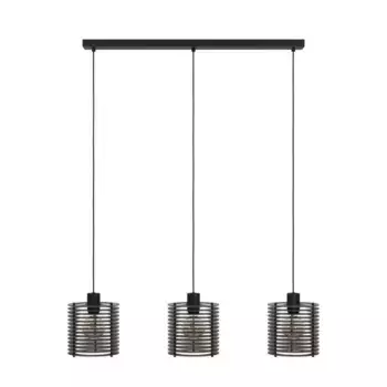 Подвесной светильник EGLO «SEGOVIA», 3 лампочки, лампа E27 | без лампочки, подвесной светильник, металл и дерево черного цвета, цоколь Е27, Д 88 см, цвет schwarz schwarz