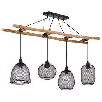 Подвесной светильник, естественная лестница, черная решетка, L 120 см, LIONI etc-shop, черный