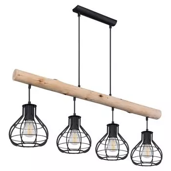 Подвесной светильник, естественные балки, черная решетка, L 90 см Globo Lighting, коричневый