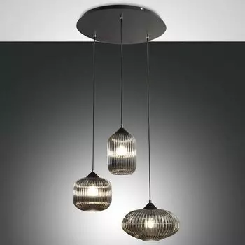 Подвесной светильник Fabas Luce Nordal черно-прозрачный и черный E27, 3 лампы [Бывшее в употреблении - приемлемо]