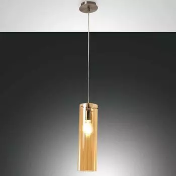 Подвесной светильник Fabas Luce Sintesi из сатинированного никеля и янтаря E27, прозрачный