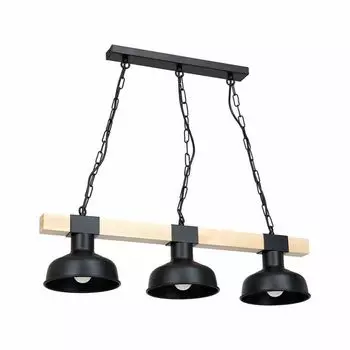 Подвесной светильник Faro черный/натуральное дерево 3Xe27 60 Вт Потолочный светильник Потолочный светильник Подвесной светильник Milagro