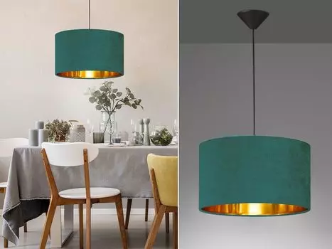 Подвесной светильник Fischer & Honsel Aura 40см бархат бирюзовый/золотой Fischer & Honsel Leuchten