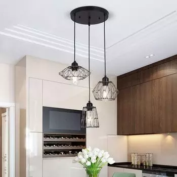 Подвесной светильник Fortuna Lai, черная металлическая проволока, винтажный индустриальный ретро-клетка E27 Fortuna Lai Gmbh, черный