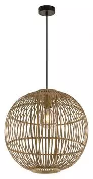 Подвесной светильник Globo Lighting, бамбук натурального цвета, кабель ПВХ, черный, : 400 мм, В: 1550 мм, без 1x E27 60 Вт 230 В., бежевый