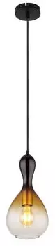 Подвесной светильник Globo Lighting, черный матовый металл, матовый металл золотого цвета, дымчатое стекло, янтарный, прозрачный, черный текстильный кабель, высоту можно укоротить, : 165 мм, В: 1200 мм, без 1x E27 40 Вт, 230 В.