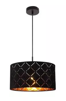 Подвесной светильник Globo Lighting, черный металл, черные бархатные пробойники, кабель ПВХ черный, : 380 мм, В: 1200 мм, без 1x E27 40 Вт 230 В.