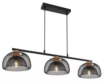 Подвесной светильник Globo Lighting черный металл, черный металл, кабель ПВХ черный, с пробкой, ДхШхВ: 685х200х1500мм, без 3x E14 40Вт 230В, белый