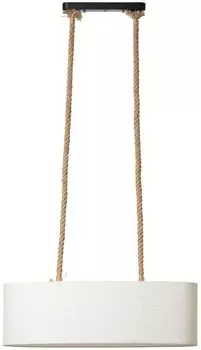 Подвесной светильник Globo Lighting, черный металл, текстиль белый, кабель из пеньки коричневого цвета, ДxШxВ: 705x200x1200 мм, без 2x E27 40Вт 230В.