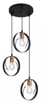 Подвесной светильник Globo Lighting, черный металл, черный металл, прозрачные пластиковые кристаллы, черный ПВХ-кабель, высота может быть уменьшена, : 390 мм, В: 1500 мм, без 3x E27 60 Вт 230 В., бежевый