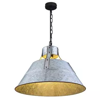 Подвесной светильник Globo Lighting, декоративная штамповка из металла под старину, цинковый абажур, черный текстильный кабель с цепочкой, : 450 мм, В: 1500 мм, без 1x E27 60 Вт 230 В., серебро