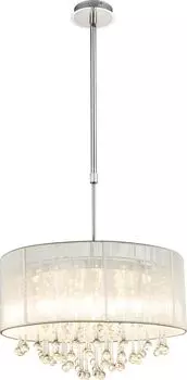 Подвесной светильник Globo Lighting, хромированный металл, серебристый металлик, кристаллы из прозрачного стекла, серый ПВХ-кабель, регулируемый по высоте, : 500 мм, В: 1200 мм, вкл. Светодиодная лампа 10676, серебро