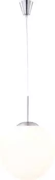 Подвесной светильник Globo Lighting из легкого металла, матовый никель, опаловое стекло, сатинированная поверхность, кабель из прозрачного ПВХ, высота может быть уменьшена, : 300 мм, В: 1800 мм, без 1x E27 60 Вт 230 В., серебро