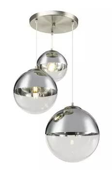 Подвесной светильник Globo Lighting, легкий металл, стекло, 3 шара диаметром: 20–25–30 см, : 510 мм, В: 1200 мм, без 3x E27 40 Вт 230 В., бежевый