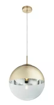 Подвесной светильник Globo Lighting, легкий металл, стекло, золотистый, кабель из прозрачного ПВХ, : 300 мм, В: 1200 мм, без 1x E27 40 Вт 230 В., бежевый