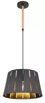 Подвесной светильник Globo Lighting металл черный матовый, имитация металла под дерево, черный металл матовый, кабель ПВХ черный, : 350 мм, В: 1200 мм, без 1x E27 40 Вт 230 В